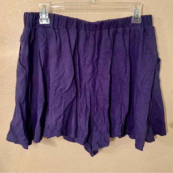 NEW Shorts Large Navy Blue Boho Flowy Elastic Waist Biker Shorts Drawstrings - Picture 5 of 11